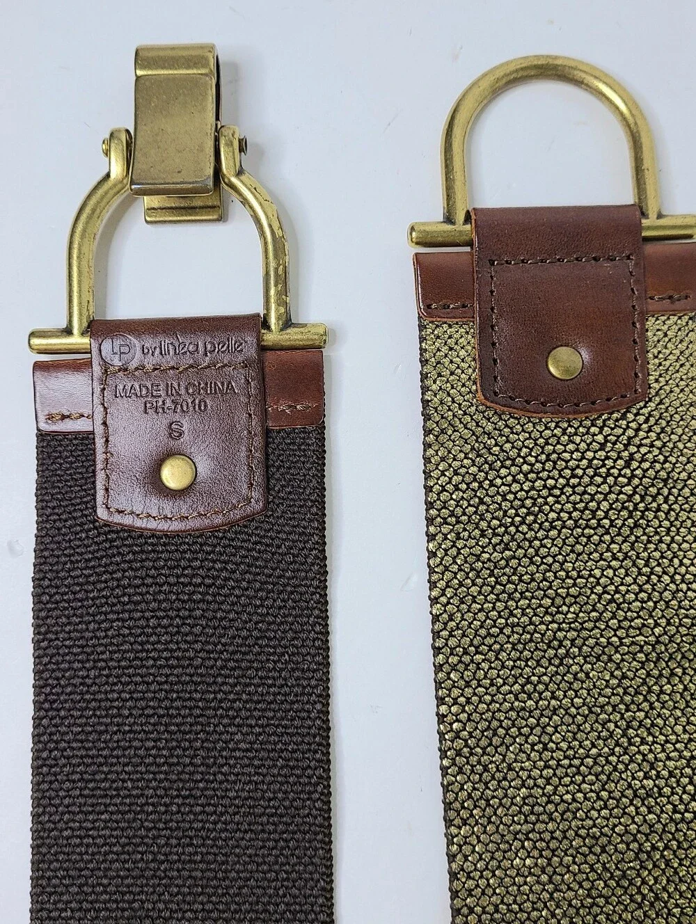 Linea Pelle LP Metallic Brown Leather Stretch Belt